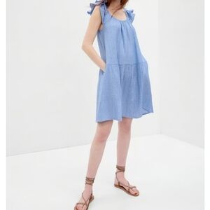 NWOT GAP Blue Ruffled Tie Front Mini Sundress